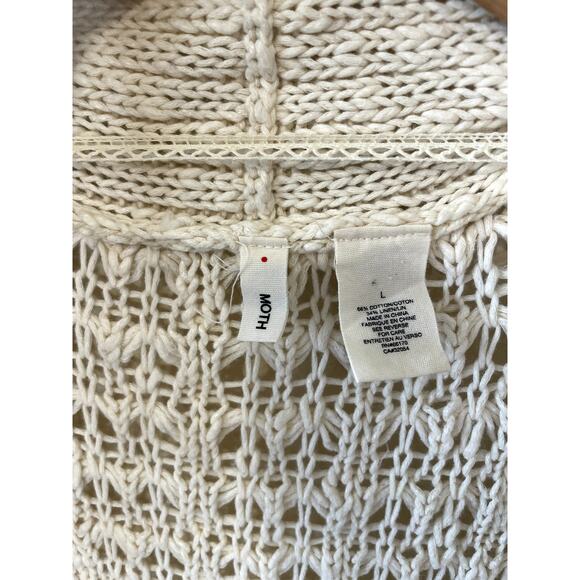 MOTH Anthropologie Open Front Short Sleeve Long Crochet Cardigan Pockets Large - Picture 12 of 12
